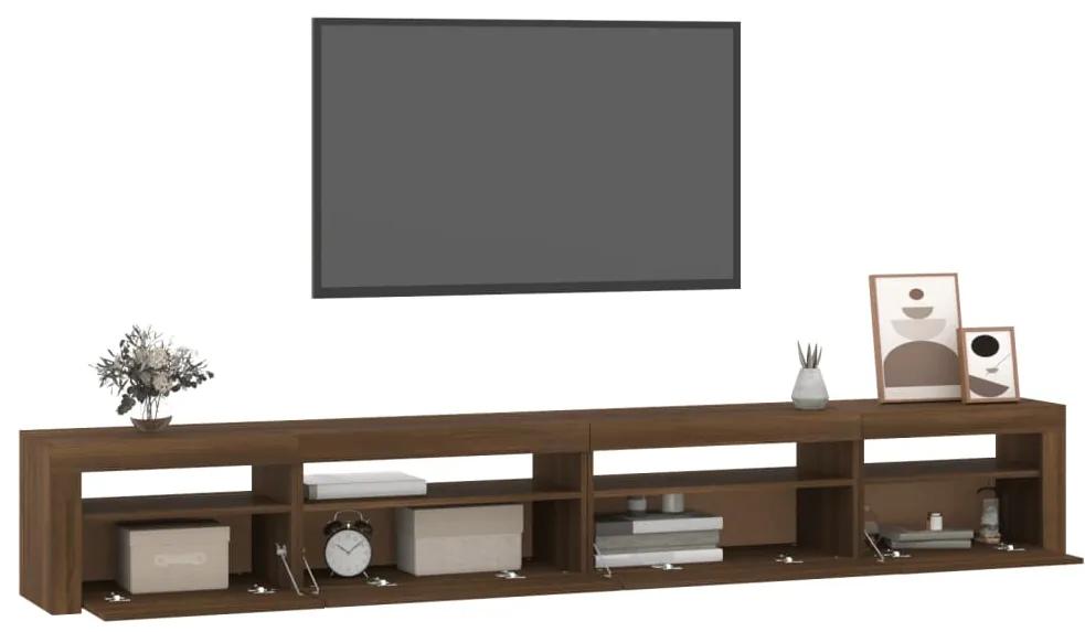 Comoda TV cu lumini LED, stejar maro, 270x35x40 cm 1, Stejar brun, 270 x 35 x 40 cm