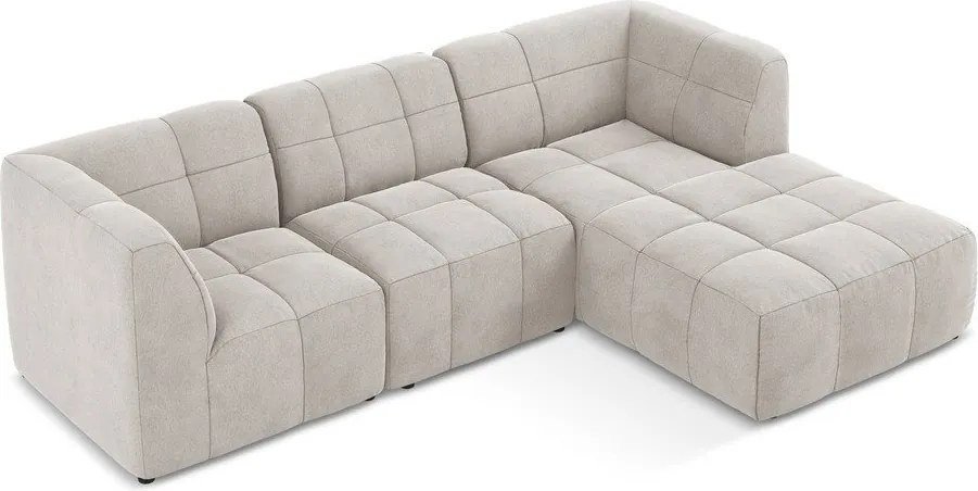 Colțar bej cu tapițerie din catifea (cu colț pe partea dreaptă/cu șezlong) Aloha – Makamii