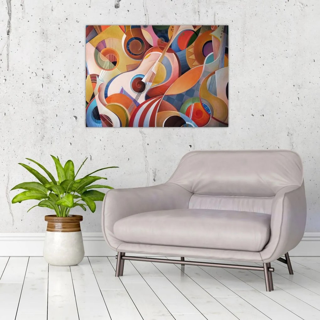 Tablou pe sticlă - Abstract muzical (70x50 cm)