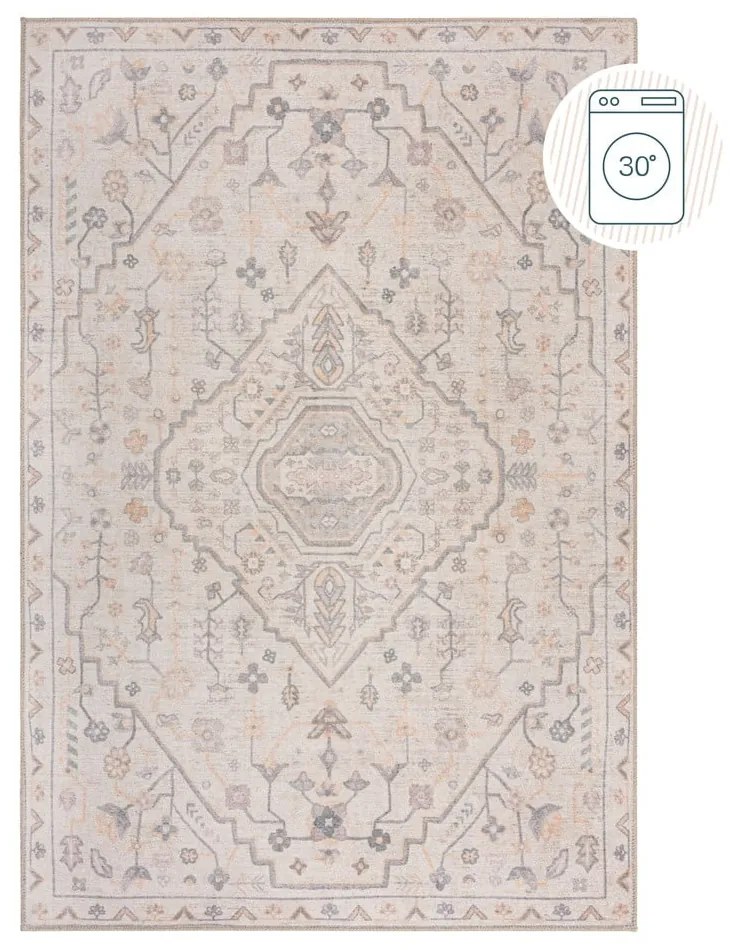 Covor crem lavabil 190x290 cm Teo Traditional – Flair Rugs