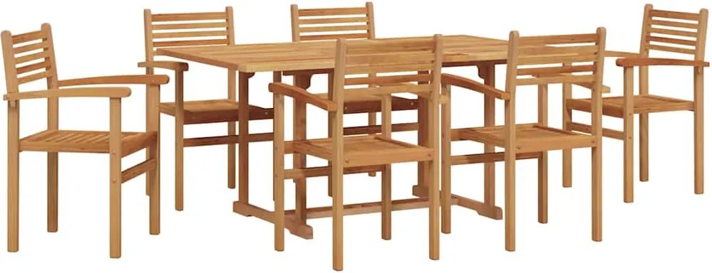 vidaXL Set de masă pentru grădină 7 pcs natural Lemn Solid de Acacia