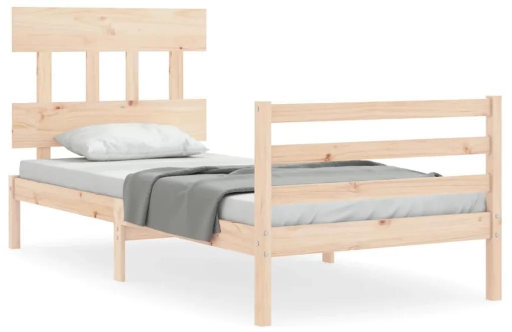 3195116 vidaXL Cadru de pat cu tăblie single mic, lemn masiv