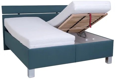 Pat tapițat ALIS 180x200 cm, petrol, cu spațiu de depozitare, fără saltea