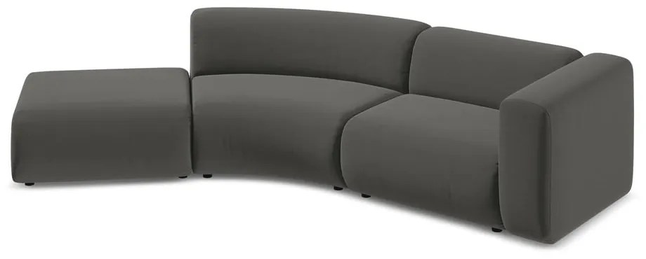 Șezlong gri cu tapițerie din catifea (cu colț pe partea stângă) Ekahi – Makamii