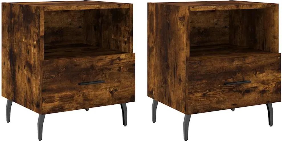 vidaXL Noptiere, 2 buc., stejar fumuriu, 40x35x47,5 cm, lemn compozit