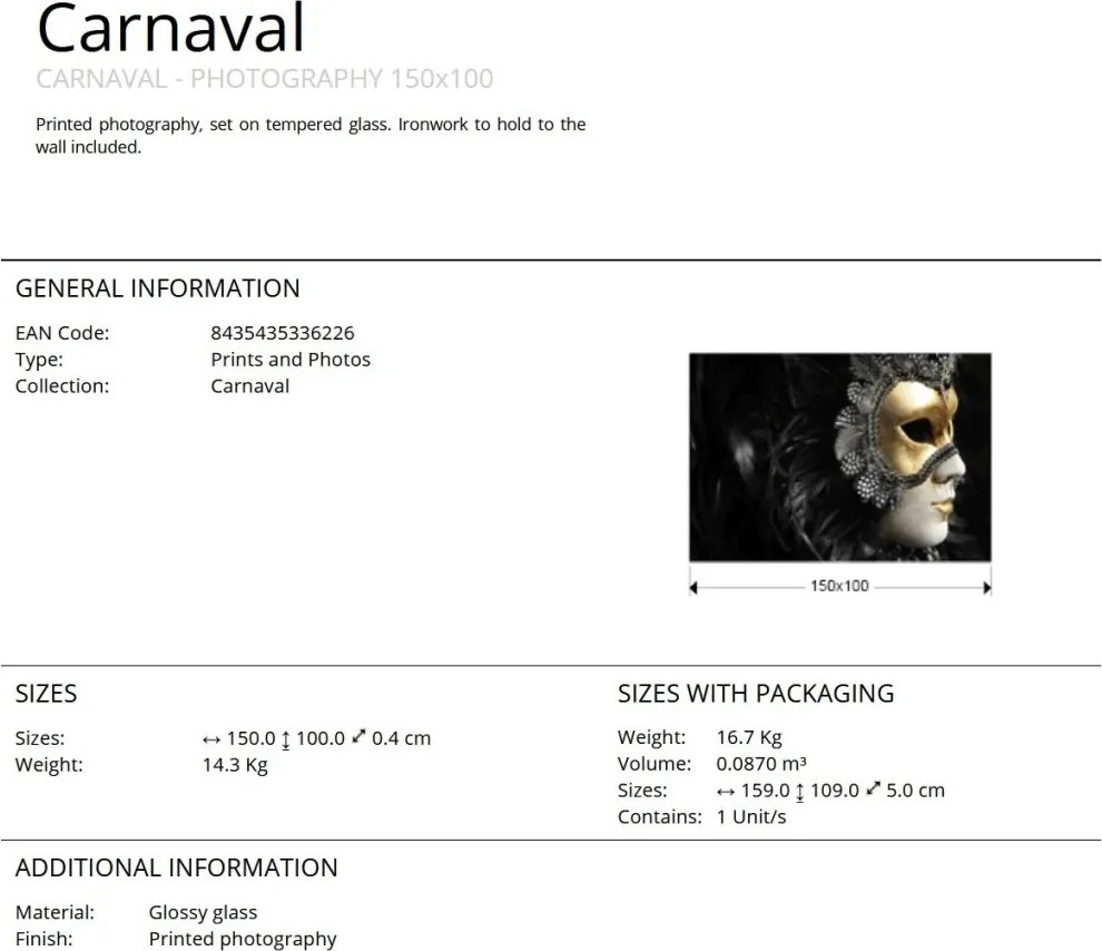Tablou de perete decorativ Carnaval, 150x100cm
