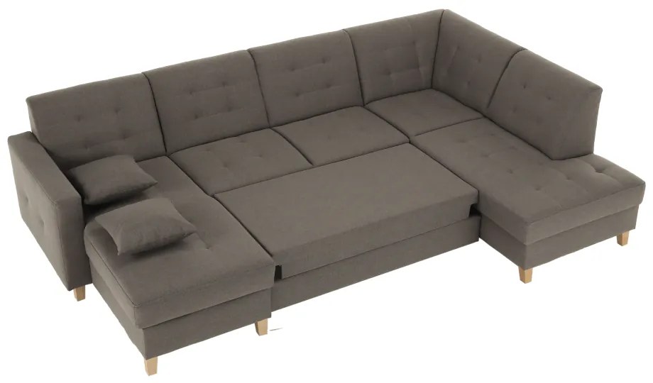Colţar, material textil gri maroniu TAUPE, model stânga, BRIDGET