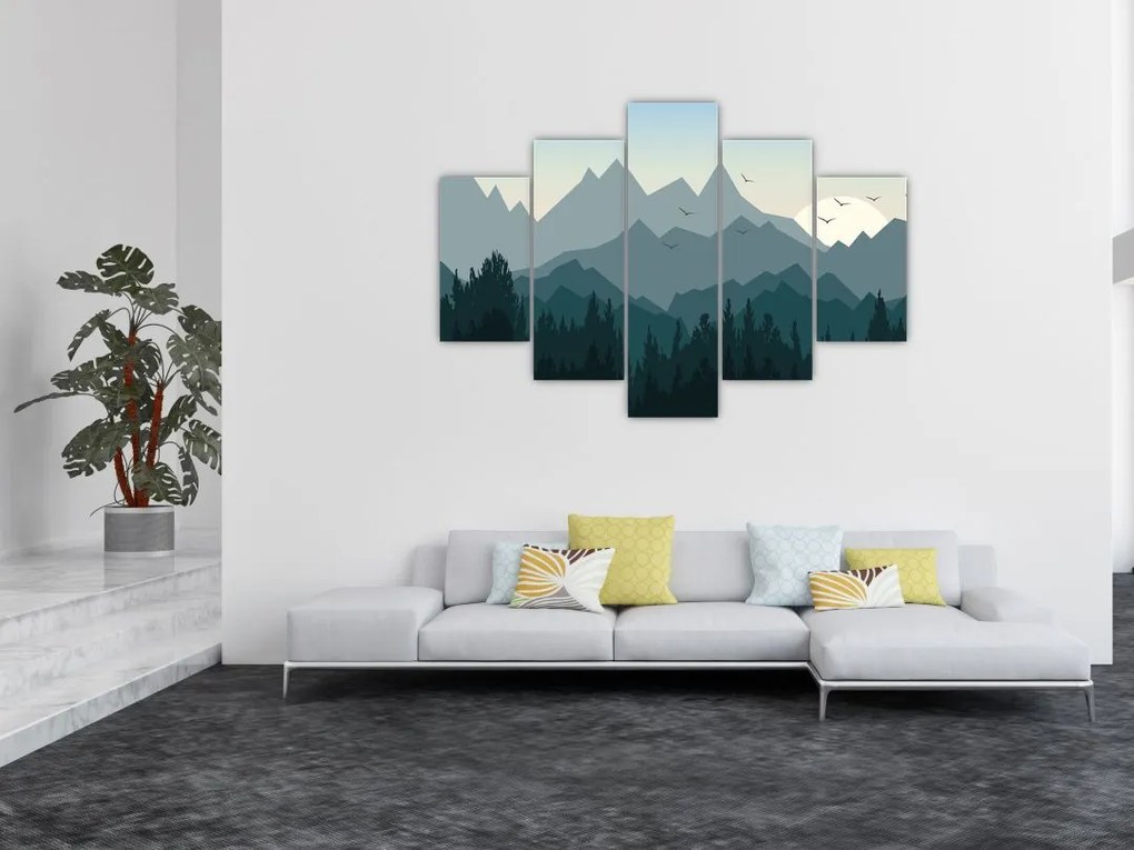 Tablou - Munții cu privirea graficeanului (150x105 cm)