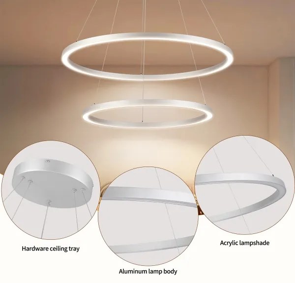 Brilagi-LED Lustră suspendată reglabilă PORTOFINO LED/98W/230V Ø 80 cm argintiu + telecomandă