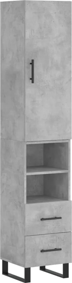 vidaXL Dulap înalt, gri beton, 34,5x34x180 cm, lemn prelucrat