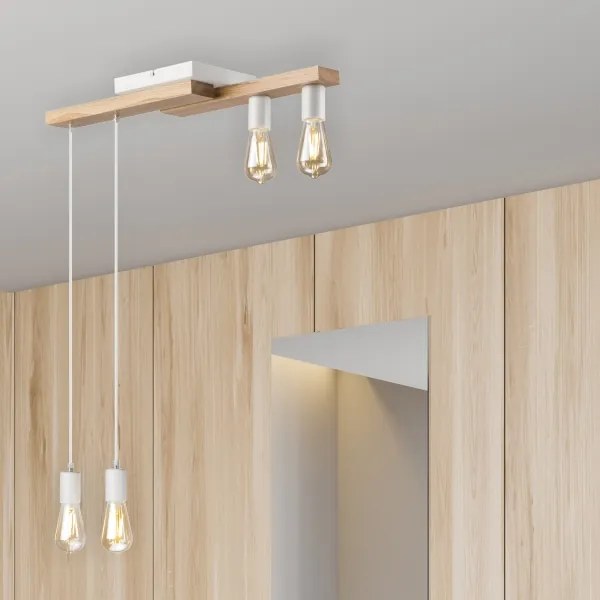 Lustră pe cablu CORTINA 4xE27/15W/230V alb/stejar