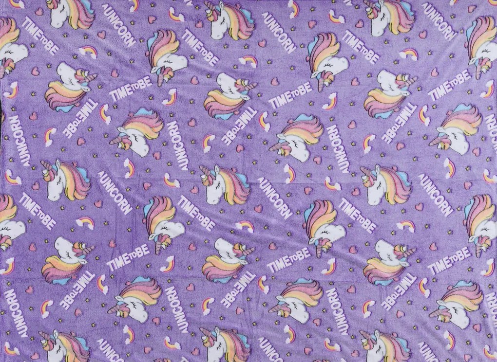 Patura fosforescenta microflanel TIME TO BE 150x200 cm violet