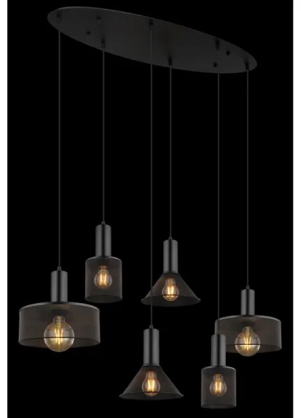 Globo 15648-6H - Lustră suspendată pe cablu JEDD, 6xE27/60W/230V, negru
