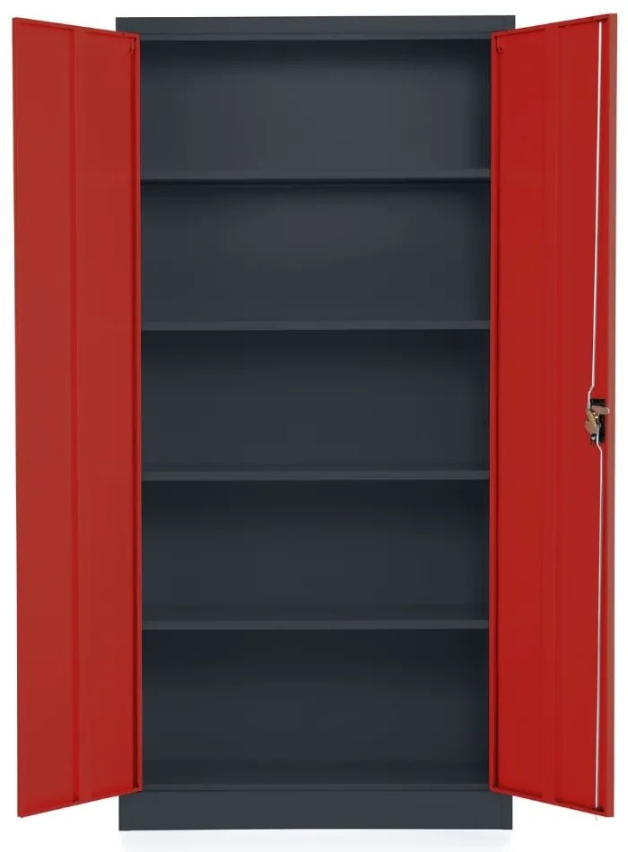 Dulap metalic universal, 90 x 40 x 185 cm, încuietoare cu cilindru, roșu - ral 3000