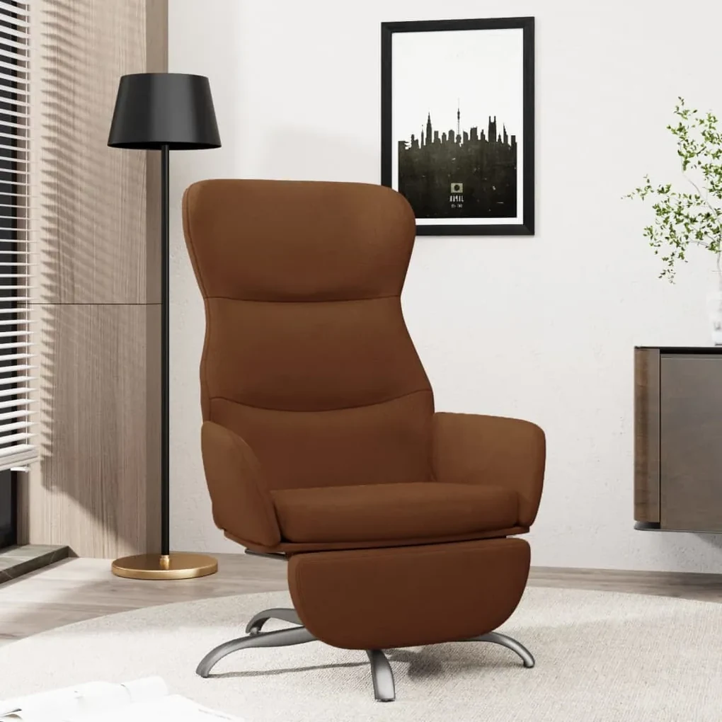 3097478 vidaXL Scaun de relaxare cu suport de picioare, maro, microfibră