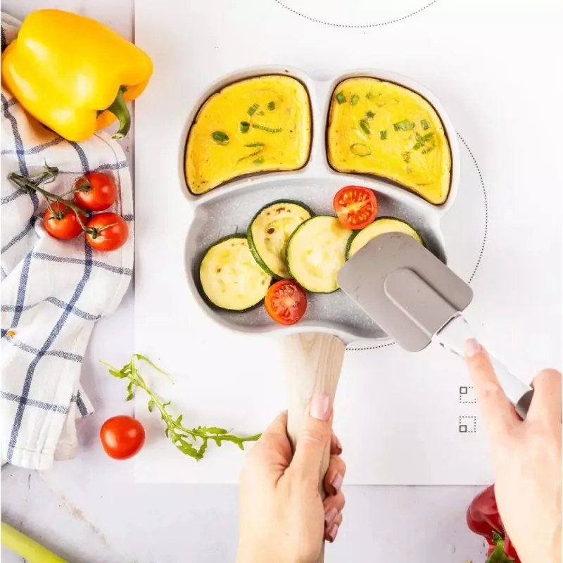 Tigaie cu 3 compartimente Klausberg KB 7824, 19 cm, Finisaj marmura, Inductie, Gri