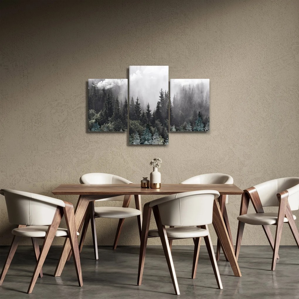 Tablou - Pădure cu elemente ilustrate (90x60 cm)