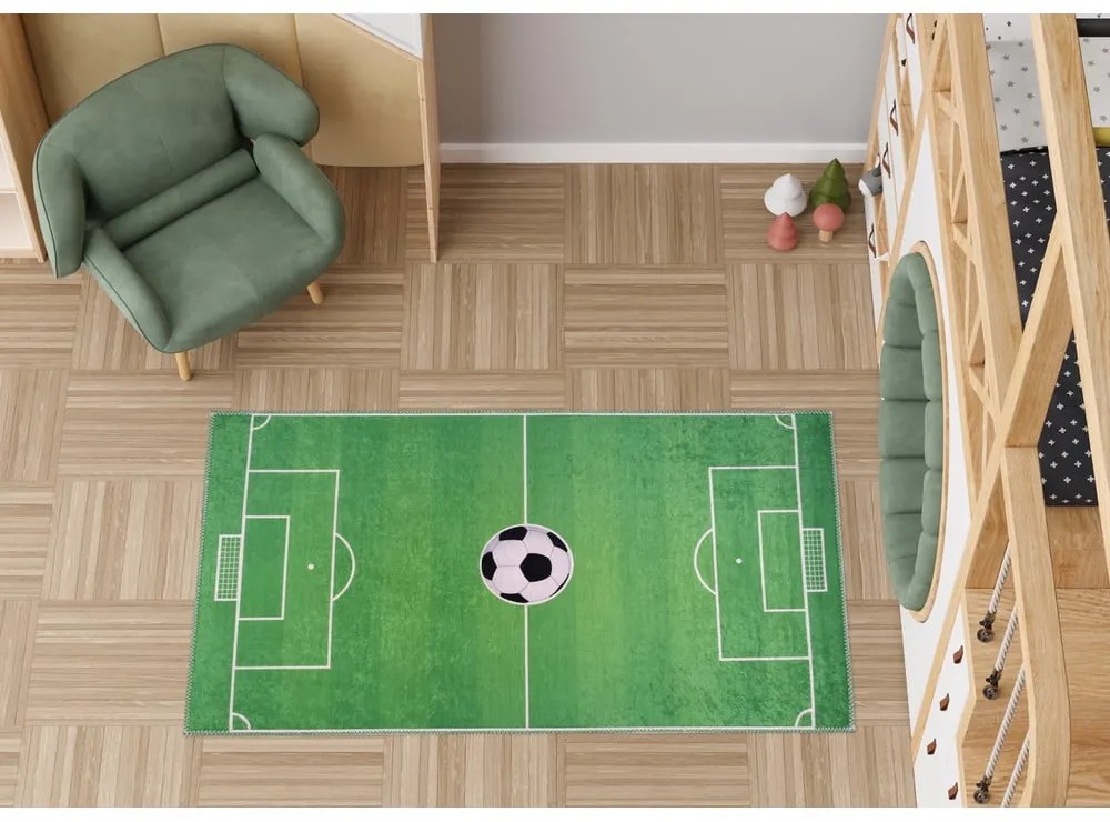 Covor de joacă pentru copii verde lavabil 160x230 cm Soccer Time – Vitaus