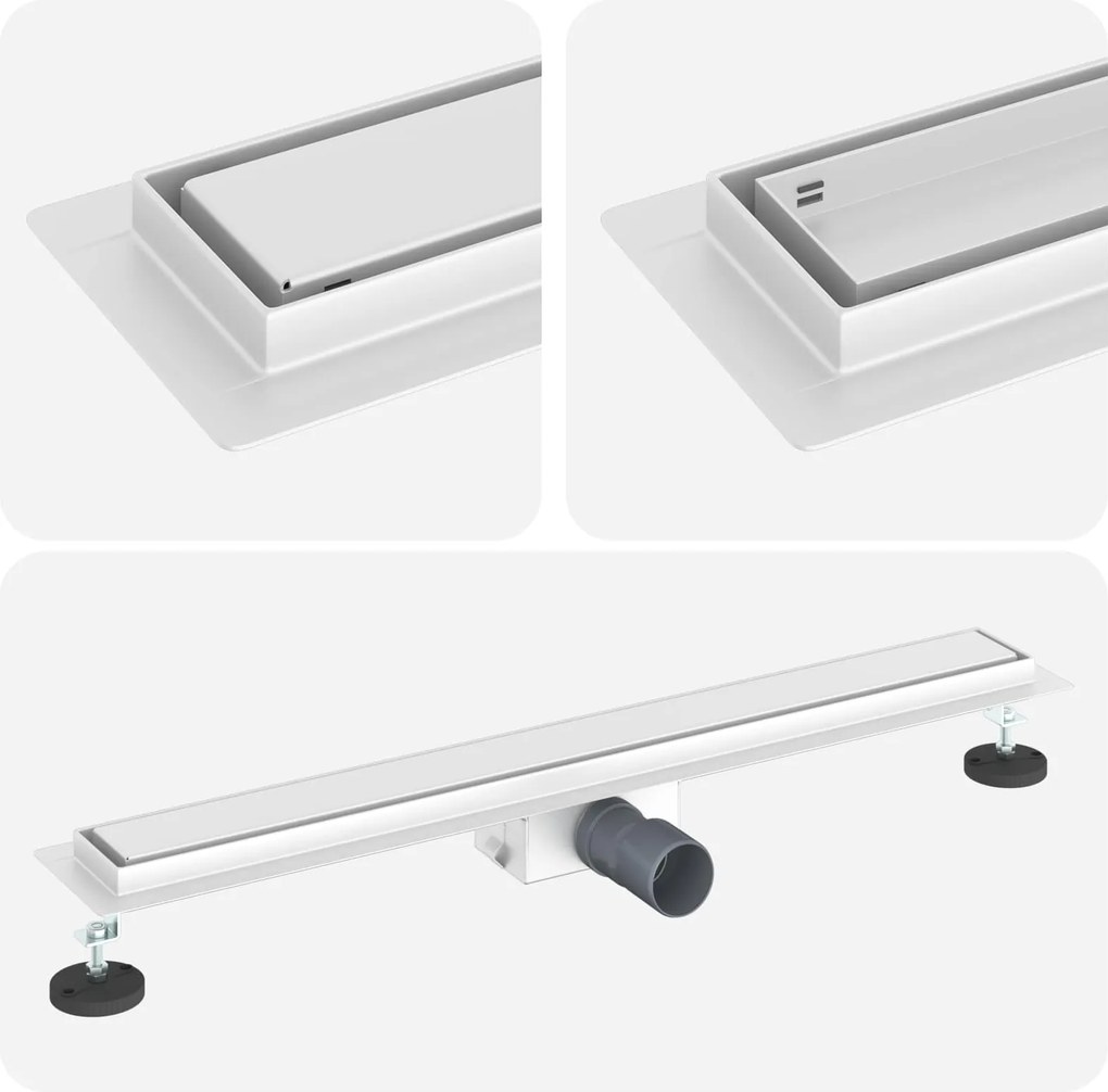 vidaXL 2 în 1 Drenaj pentru duș Argintiu 80 cm Oțel inoxidabil 304