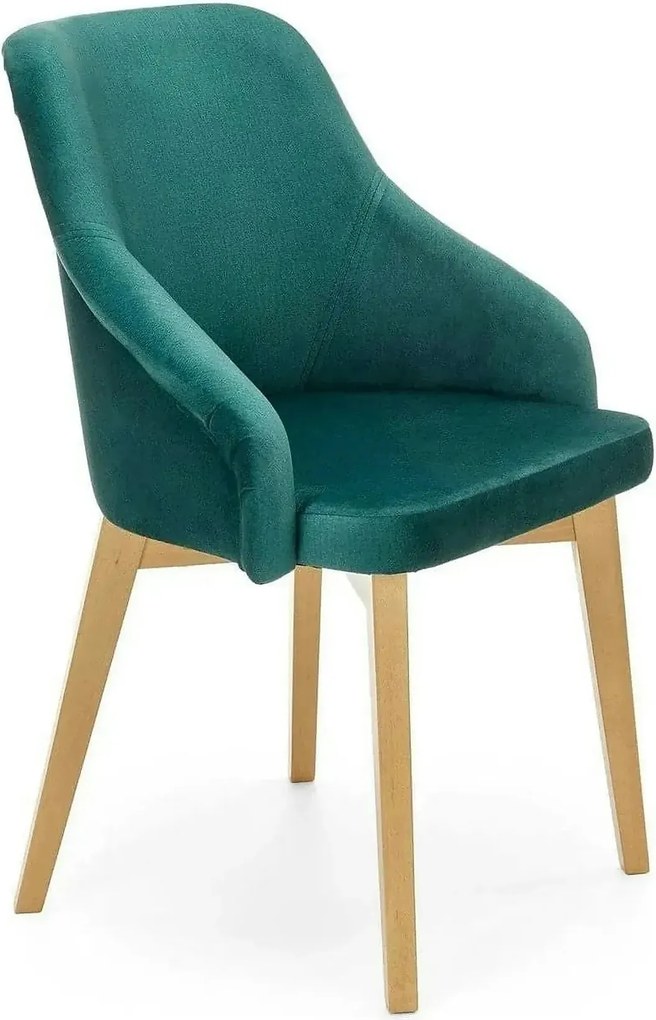 Scaun TOLEDO 2, verde/stejar, stofa catifelata/lemn de fag, 57x56x86 c