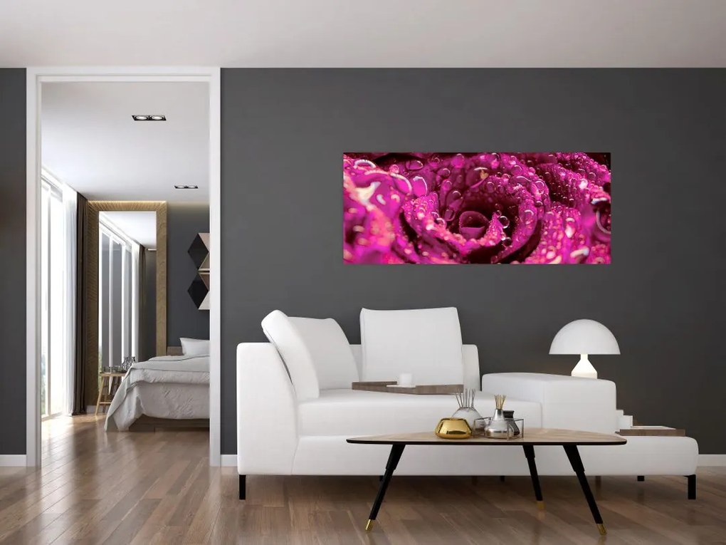 Tabloul cu floarea trandafirului roz (120x50 cm)
