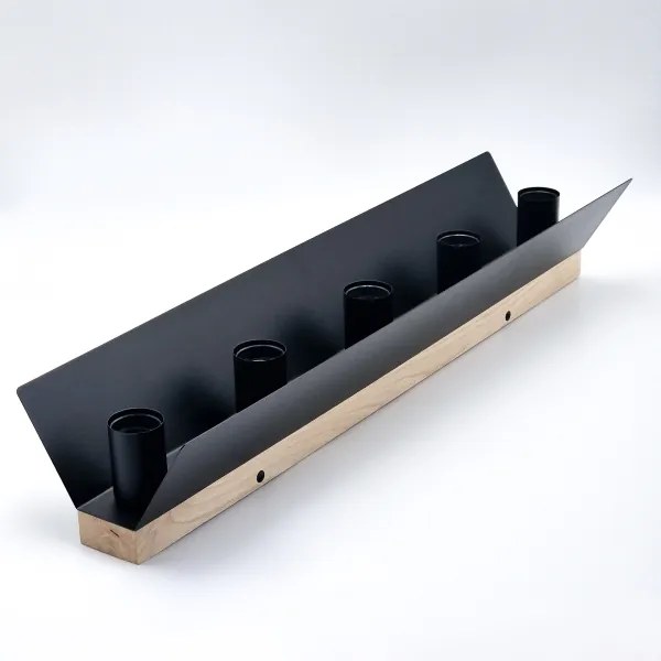 Plafonieră ESME 5xE27/15W/230V negru/stejar