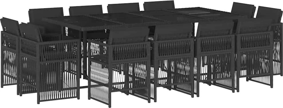 vidaXL Set mobilier de grădină cu perne, 13 piese, negru, poliratan