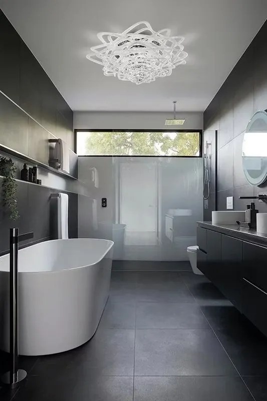 Lustra design Art Deco unicat realizata manual Aurora Large alb