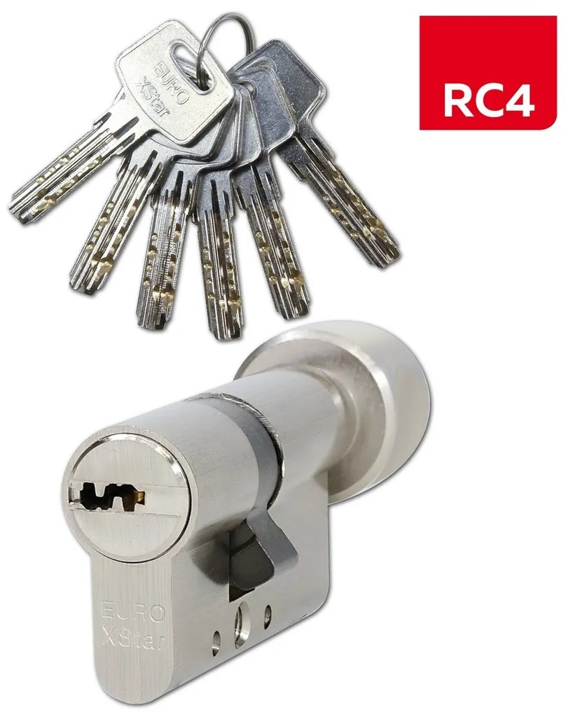 Cilindru cu buton Richter EXR.30/40K.NI em 30+40Kmm, 6 chei