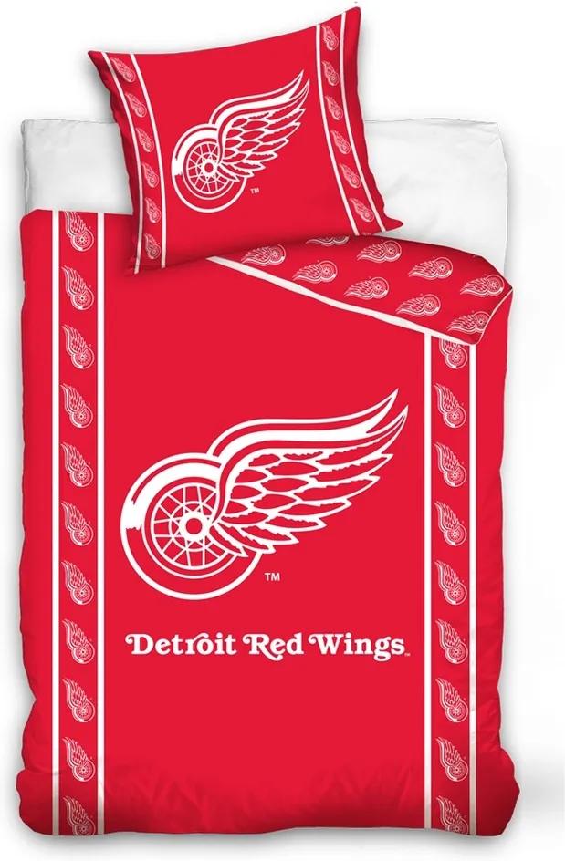 Lenjerie de pat NHL Detroit Red Wings Stripes, din bumbac, 140 x 200 cm, 70 x 90 cm