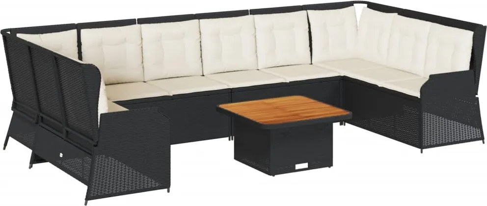 vidaXL Set mobilier de grădină cu perne, 7 piese, negru, poliratan