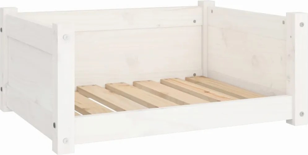vidaXL Pat pentru câini alb 65,5x50,5x28 cm lemn masiv de pin
