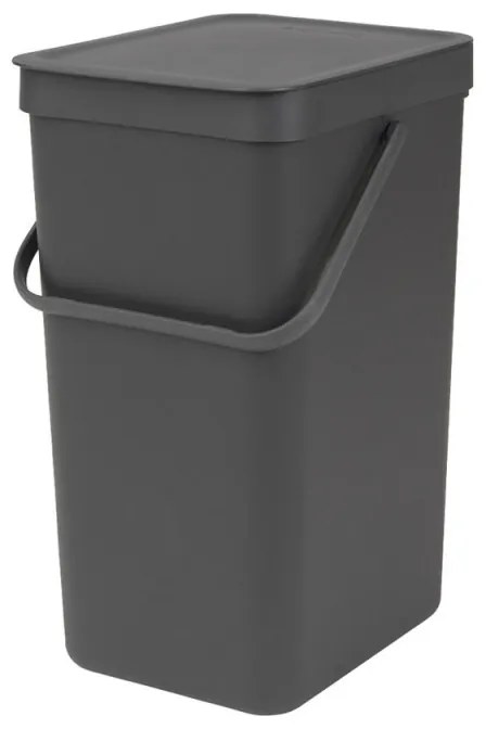 Cos de gunoi colectare selectiva Brabantia Sort&Go 648978, 16 L, Maner, Montabil pe perete, Gri inchis