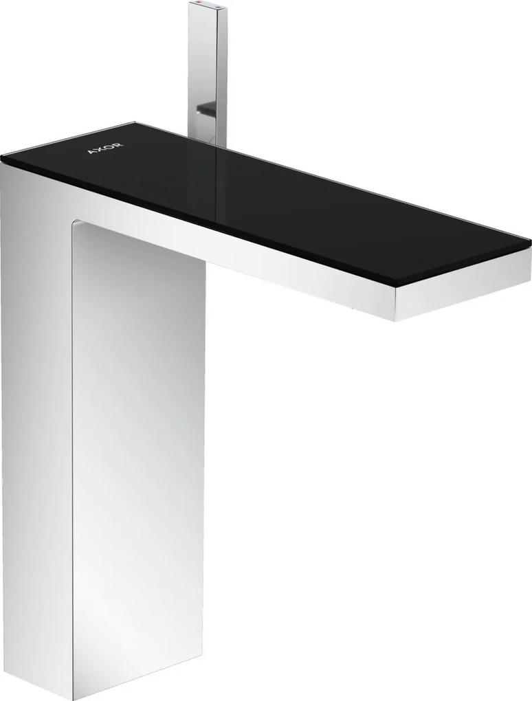 Baterie lavoar baie crom sticla neagra, ventil click-clack, Hansgrohe Axor MyEdition 230 Crom/Sticla neagra