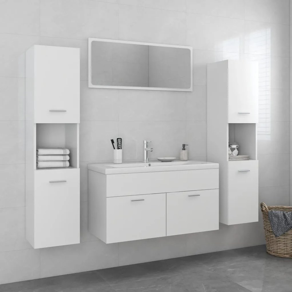 3071243 vidaXL Set mobilier de baie, alb, lemn prelucrat