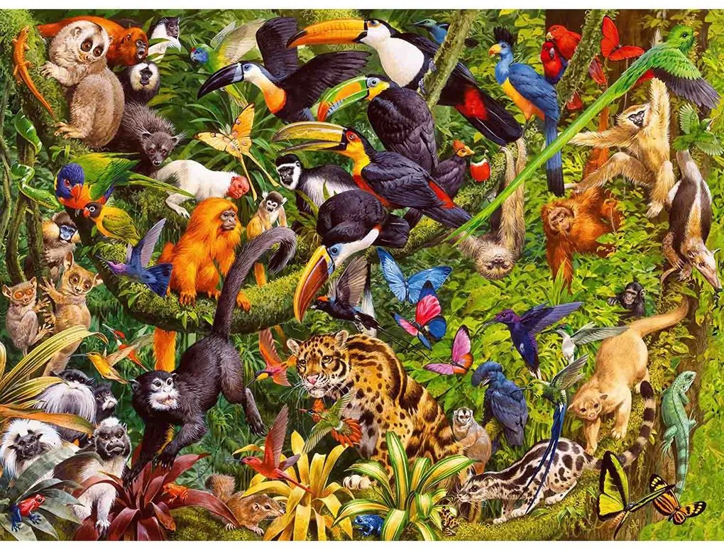 PUZZLE ANIMALE IN PADUREA TROPICALA, 200 PIESE - RAVENSBURGER (RVSPC13351)