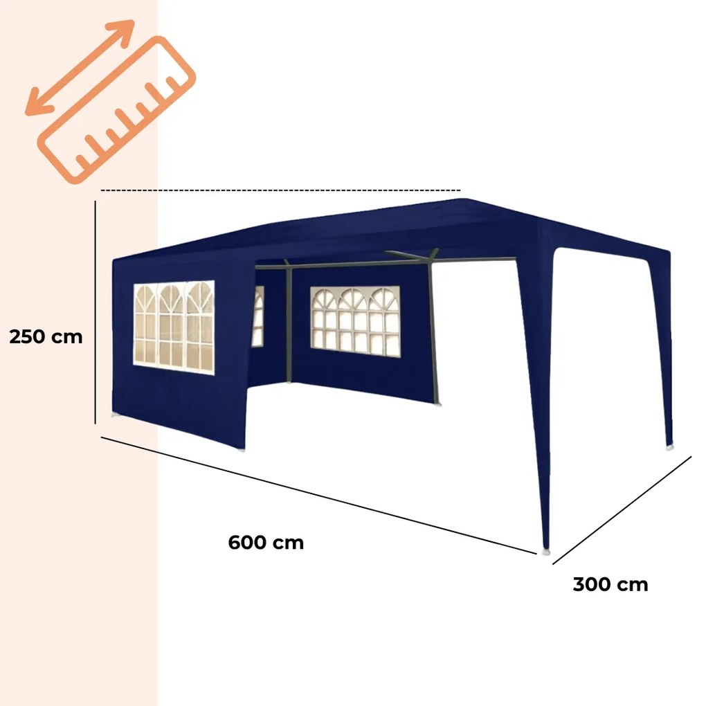 Cort de petrecere NEAPOL, 3x6m, albastru Jurhan