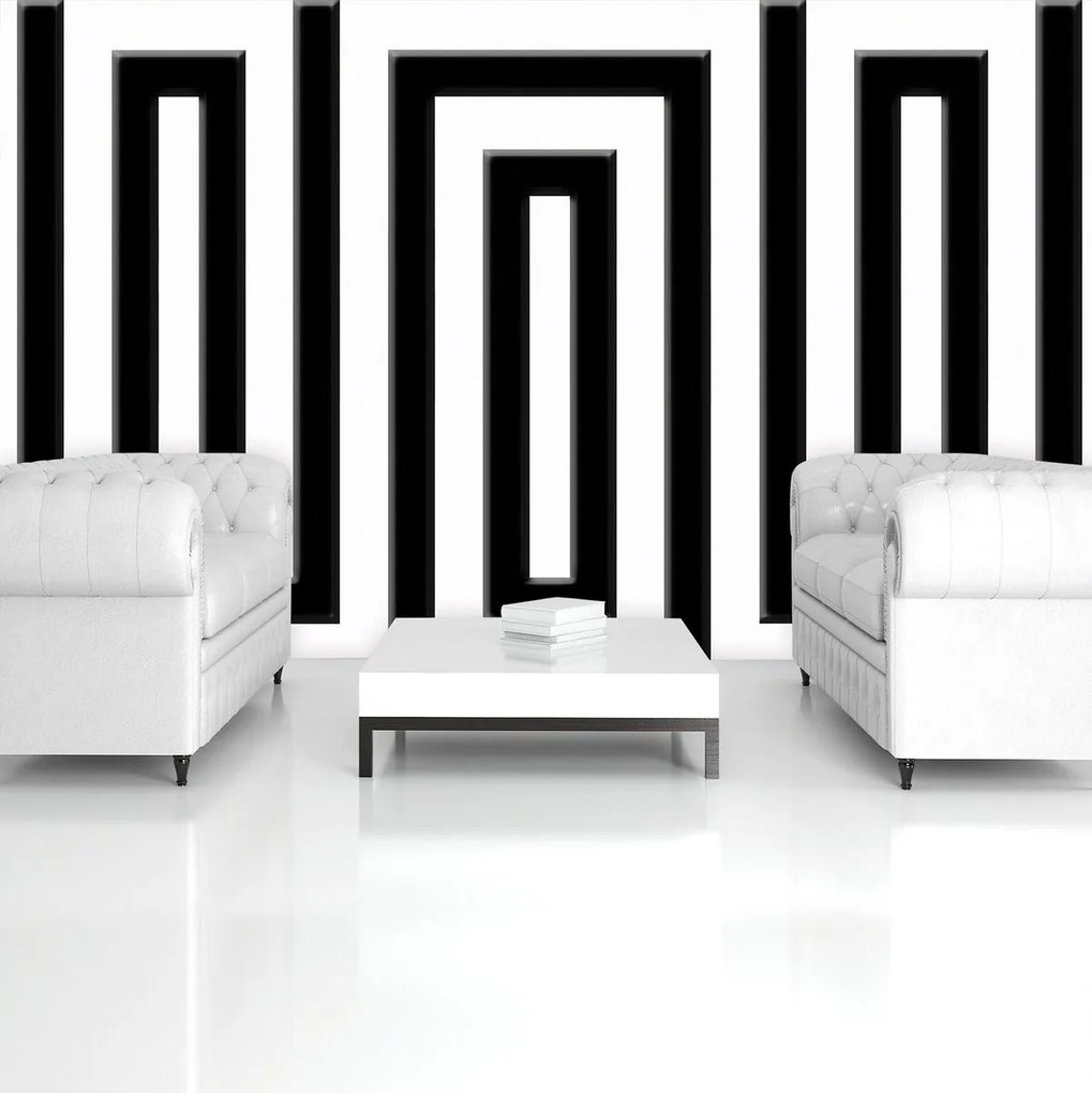 Fototapet - Labirintul alb negru (254x184 cm)