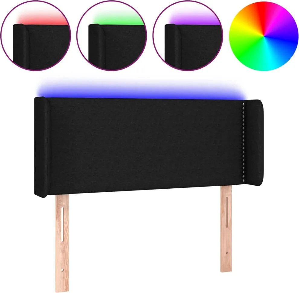 vidaXL Tăblie de pat cu LED, negru, 83x16x78/88 cm, textil