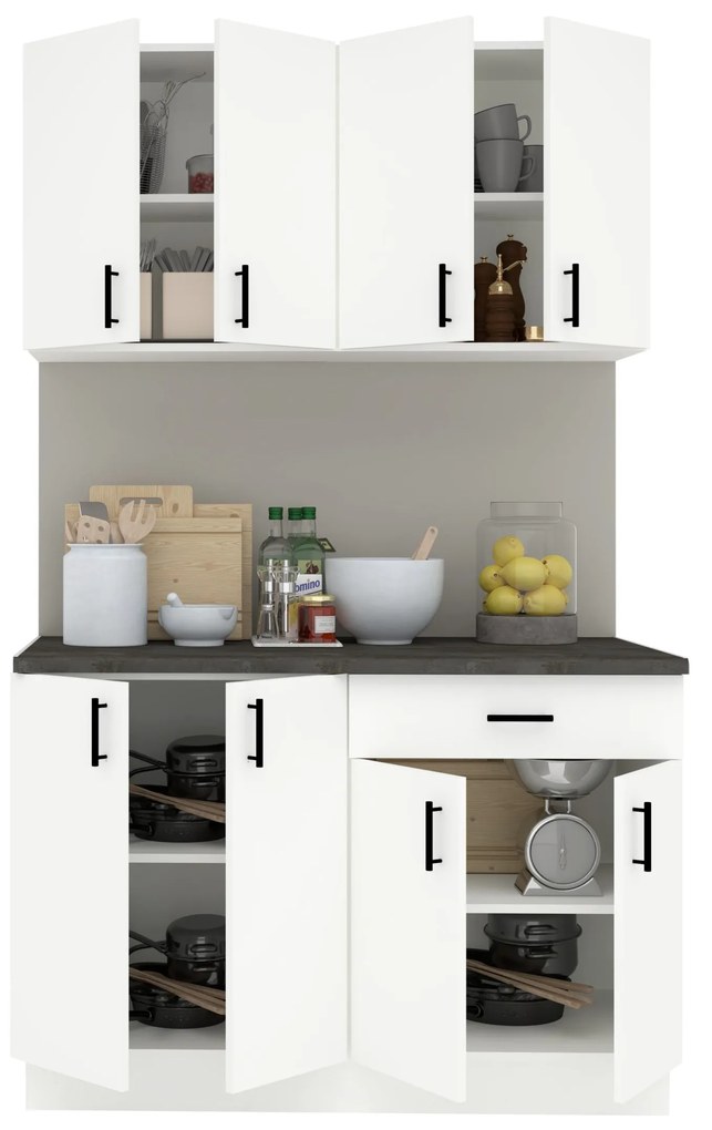 Set Bucatarie Karo V2, Alb, Blat Thermo 28 mm, L 120 cm