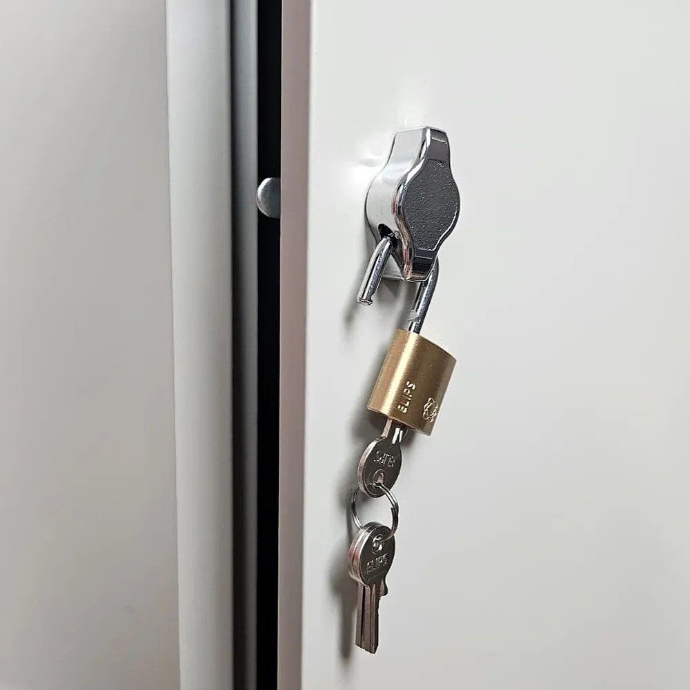 Dulap metalic - 3 compartimente, 90 x 50 x 150 cm, blocare rosie - ral 3000