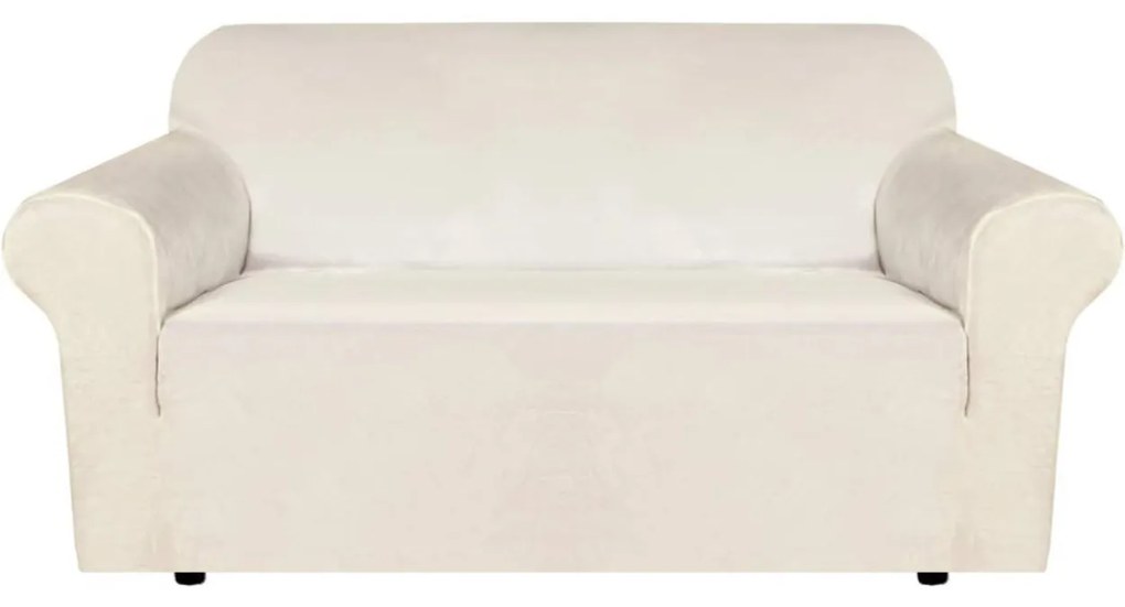 Husa elastica din catifea, canapea 2 locuri, cu brate, crem, HCCJ2-03