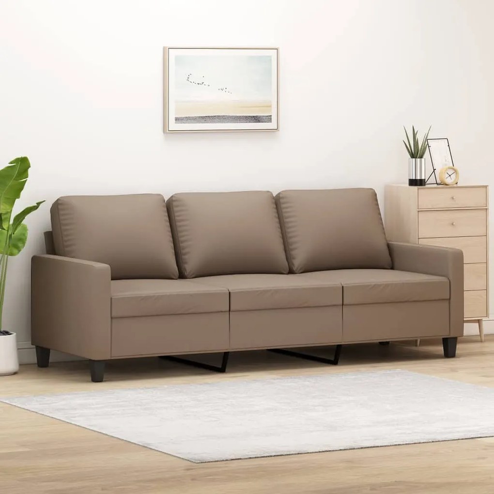 348684 vidaXL Canapea cu 3 locuri, cappuccino, 180 cm, piele ecologică