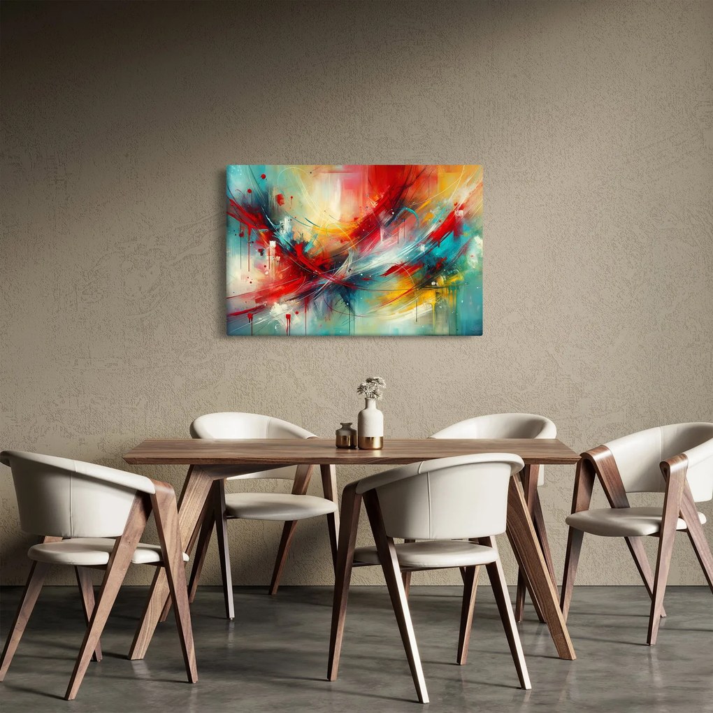 Tablou – Abstracție cu roșu (90x60 cm)