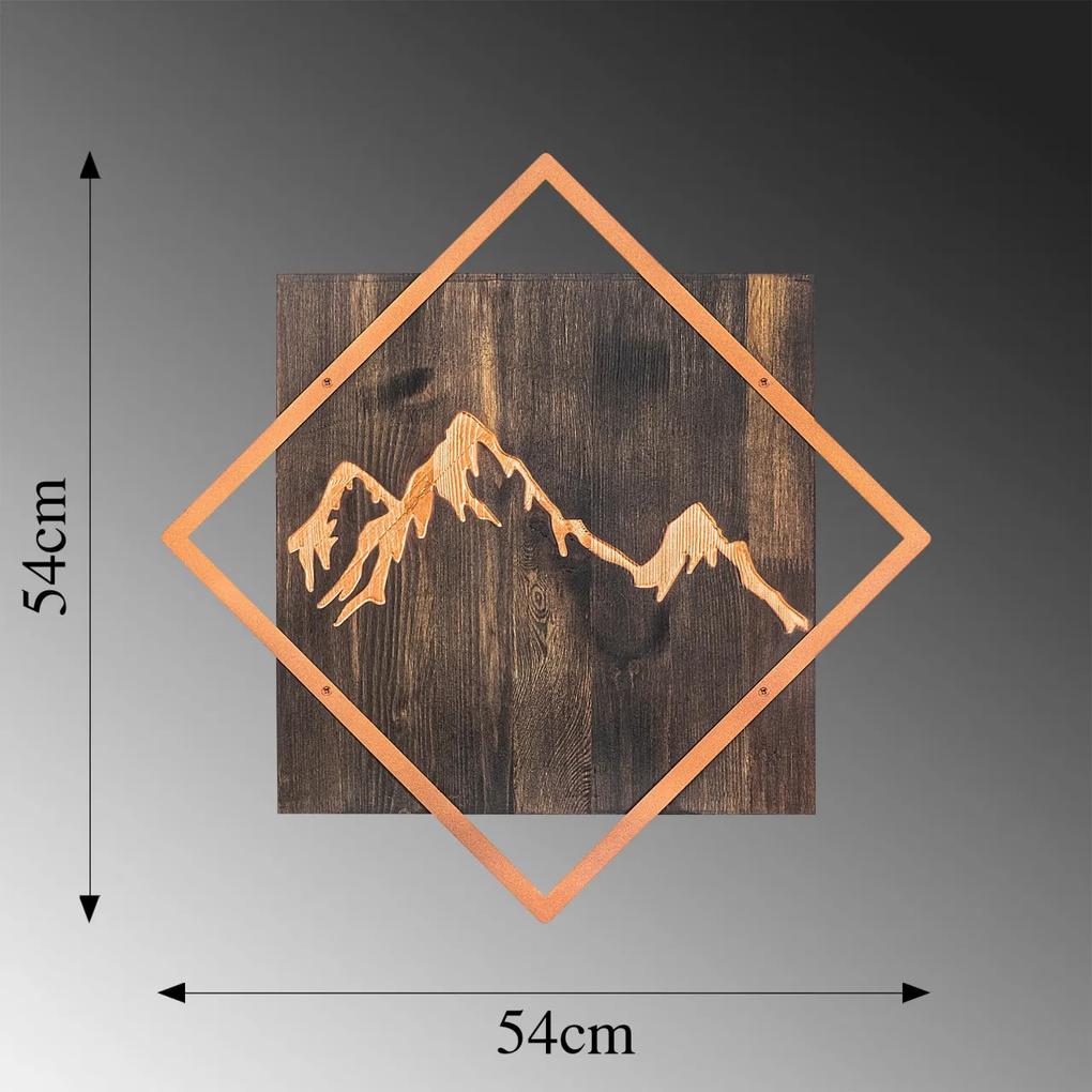 Accesoriu decorativ de perete din lemn Mountain - copper