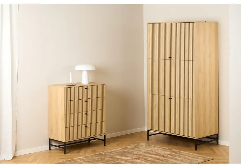 Șifonier în culoare naturală cu aspect de lemn de stejar 99x200x60 cm Albany – Actona