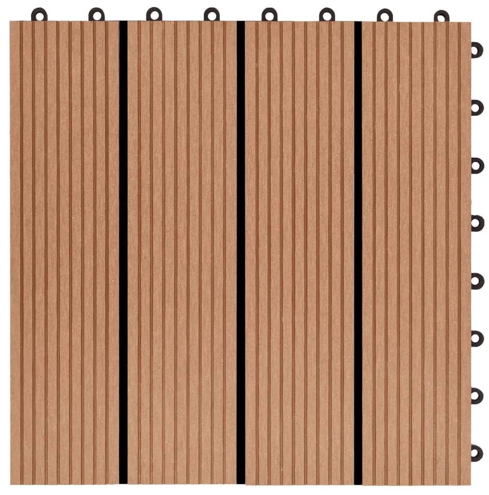 Placi podea, 11 buc., culoare tec, 30 x 30 cm, WPC, 1mp Culoarea lemnului de tec, 11, Model 1
