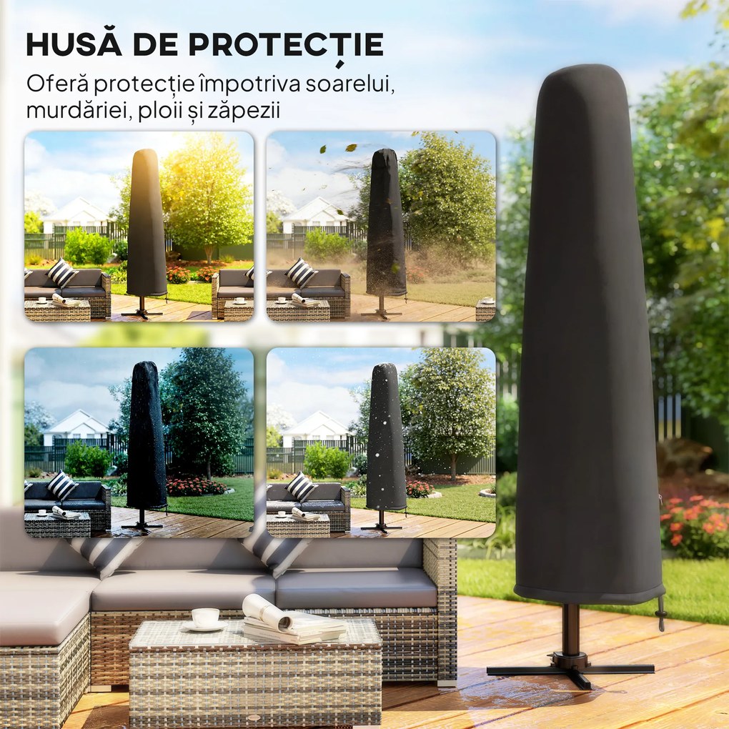 Outsunny Umbrelă de Grădină Offset cu Manivelă 3x3m Inclinabilă, Rotativă 360°, cu Bază în Cruce și Husă, din Aluminiu, pentru Terasă Piscină, UV30+, Bej | Aosom Romania