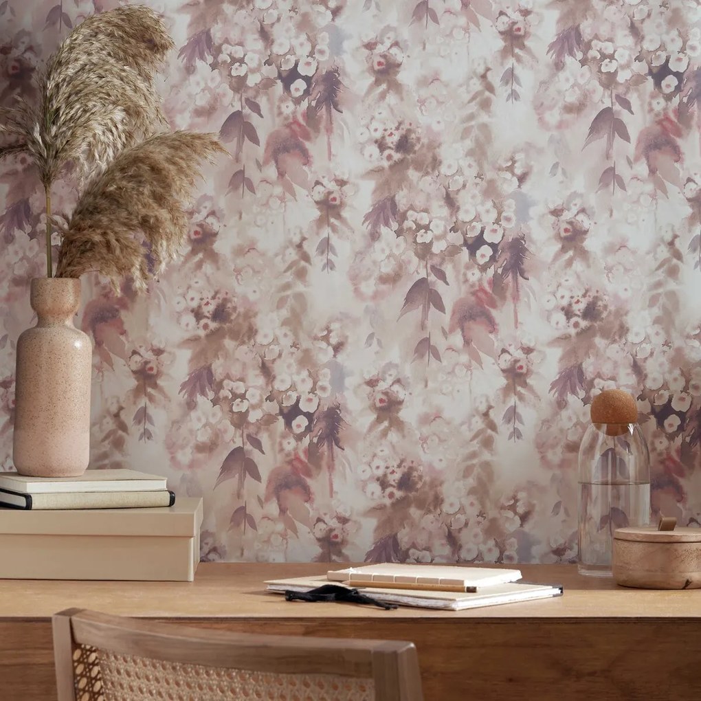 Tapet Cascade, Warm Sand Pink Luxury Floral, 1838 Wallcoverings, 5.3mp / rola