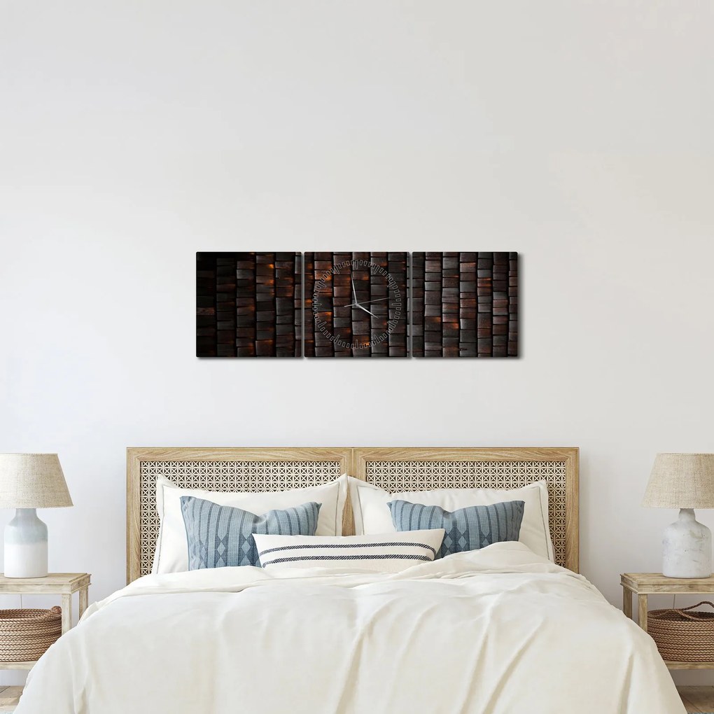 Tabloul abstract modern (cu ceas) (90x30 cm)